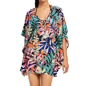 Bar III MULTI Hidden Jungle Printed Tunic Swim Cover-up,